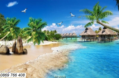 Phong cảnh biển-Tranh gạch bãi biển 3d