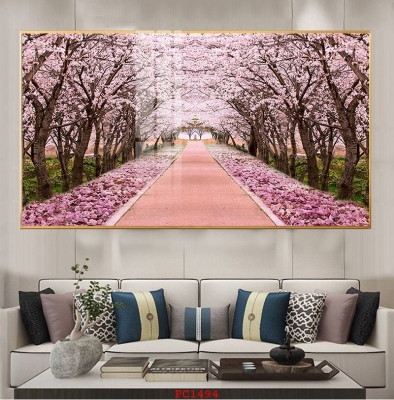 Tranh gạch hoa đào 3D trang trí