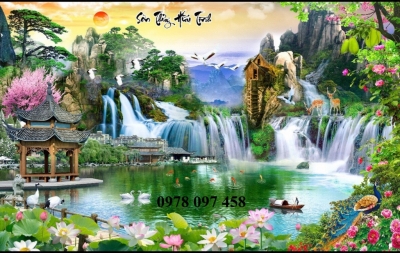 Gạch men họa tiết ốp tường phòng khách