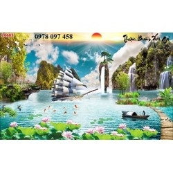 Gạch tranh 3D - thuận buồm xuôi gió