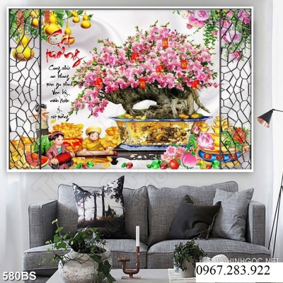 Gạch tranh- Tranh trang trí hoa đào