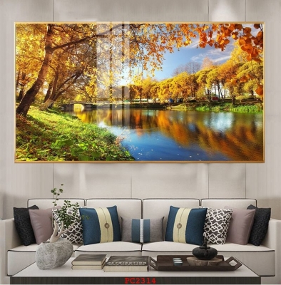 Tranh gạch phong cảnh lá vàng