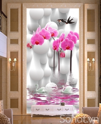 Tranh gạch 3D hoa lan tím