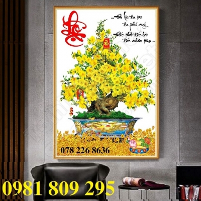Tranh 3d hoa mai , tranh gạch hoa trang trí