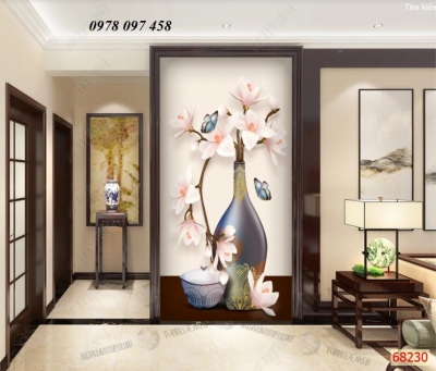 Tranh 3D - tranh gạch bình hoa