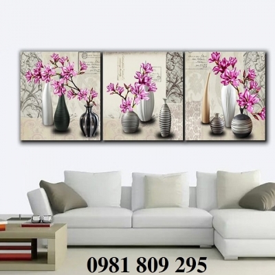 gạch tranh 3d bình hoa ốp phòng bếp