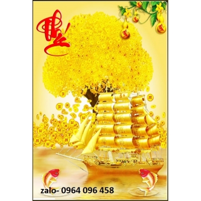 Gạch tranh 3d ốp tường cây kim tiền - 322XCC
