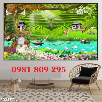 Gạch tranh 3d đồng quê cao cấp HG54