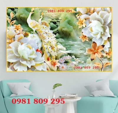 Tranh gạch , gạch 3d , gạch men chim công HN999