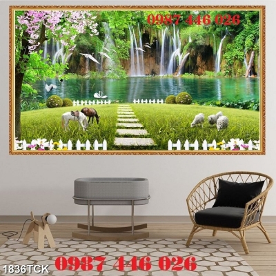 Gạch tranh ốp tường phòng khách