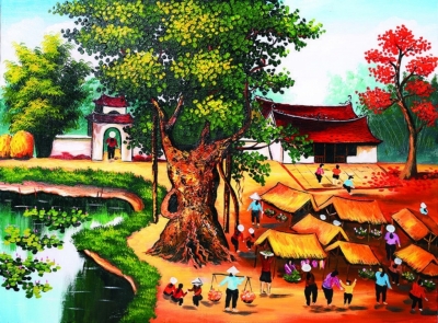 Tranh gạch men phong cảnh quê hương