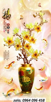 Tranh bình hoa 3d - tranh gạch 3d bình hoa sứ ngọc - DSX22