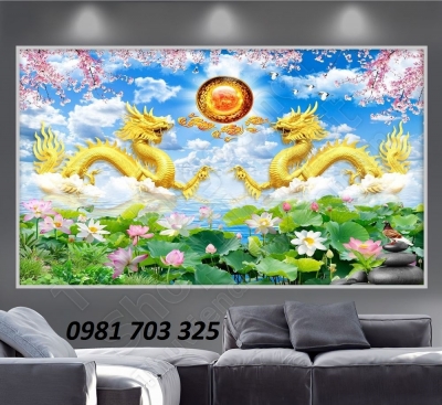 Tranh rồng phong thủy trang trí phòng khách