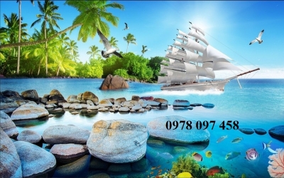 Tranh gạch 3 D - tranh thuyền buồm