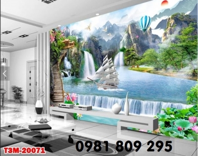 Tranh gạch 3d phòng khách - tranh thuyền buốm