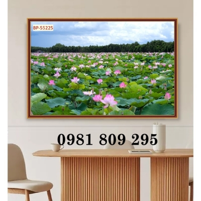 Tranh gạch 3d ốp tường hoa sen đẹp