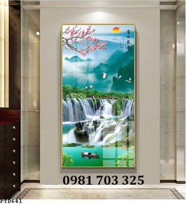 Tranh gạch khổ đứng phong cảnh đẹp trang trí