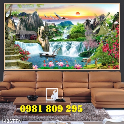Tranh gạch men 3d ốp tườn phòng khách GSF76