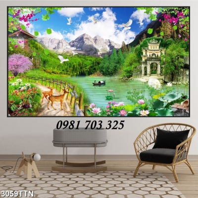tranh 3D phong cảnh, gạch tranh 3D trang trí