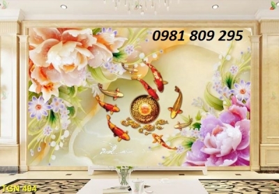 tranh cá chép - tranh gạch 3d cá chép