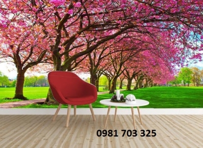 Gạch tranh ốp tường- tranh hoa đào