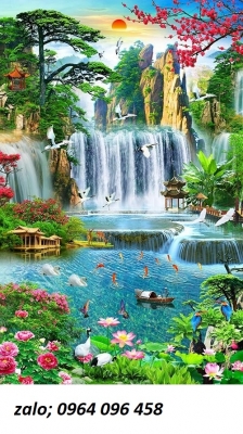 Tranh thác nước thiên nhiên tranh gạch 3d - TEW4S