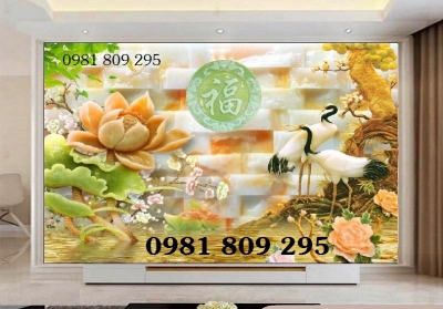 Mẫu gạch ốp tường 3d chim hạc