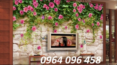 Tranh gạch 3d ốp tường hoa hồng leo - DCV97