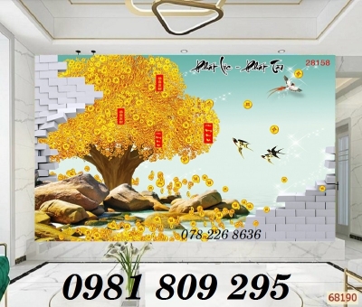 Gạch tranh 3d thần tài hoa mai