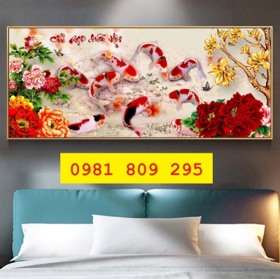 Tranh cá chép - gạch tranh cá koi 3d GP432