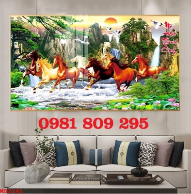 Tranh gạch men 3d ngựa , gạch ốp tường
