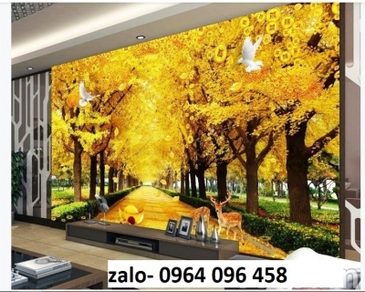 Gạch tranh 3d phong cảnh rừng cây - 076CV