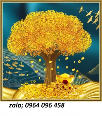 Tranh gạch 3d cây đồng tiền- HVVB5