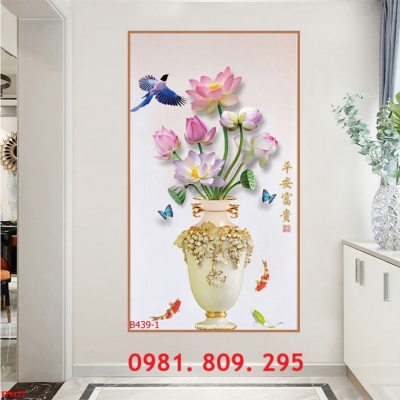Tranh 3d bình hoa , gạch tranh 3d