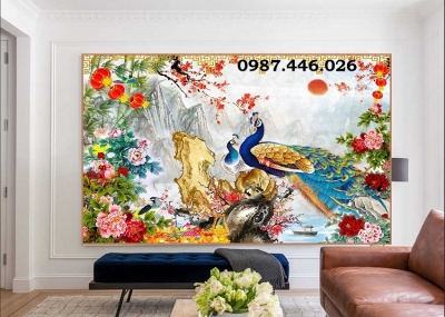 Gạch tranh chim công gạch đẹp HP2553