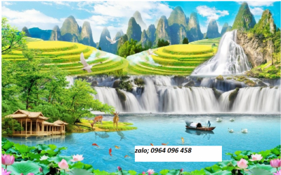 Gạch tranh 3d phong cảnh đồng quê sô núi 65XN