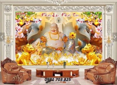 Gạch tranh 3D- tranh phật di lặc