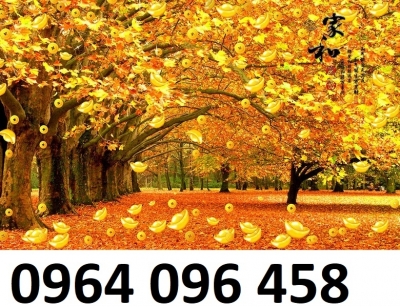 Tranh gạch ốp tường cây tiền vàn 3d - KMN099