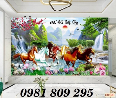 Gạch tranh ngựa - tranh ốp tường phòng khách