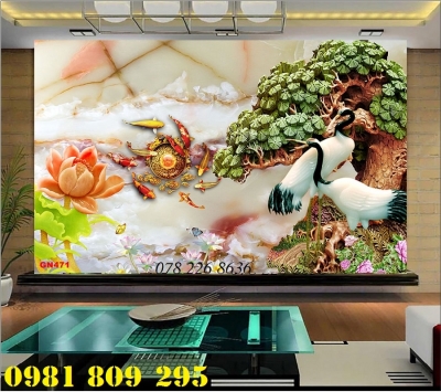Gạch tranh 3d - tranh gạch tùng hạc