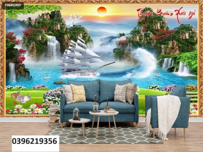 Tranh gạch sơn thủy đẹp 3D trang trí