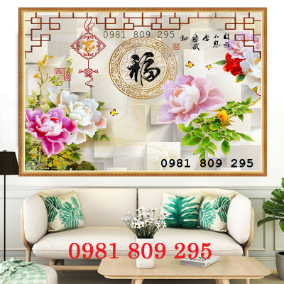 Tranh gạch men hoa mẫu đơn đẹp JP362558