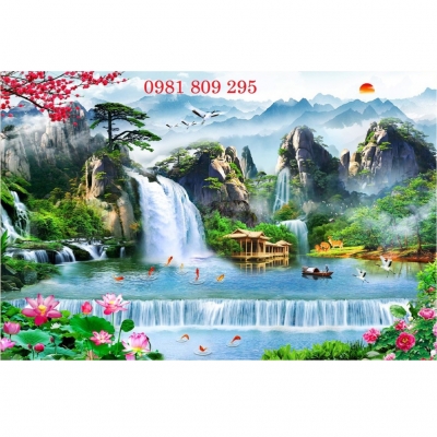 Tranh gạch men thác nước trang trí hp65636