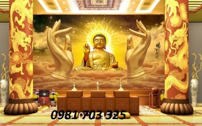 tranh Đức Phật- gạch tranh phòng thờ