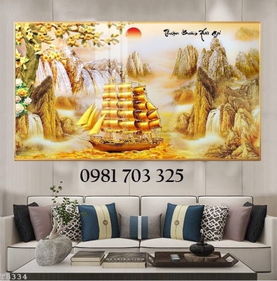 Tranh gạch men thuyền buồm, tranh phong thủy đẹp