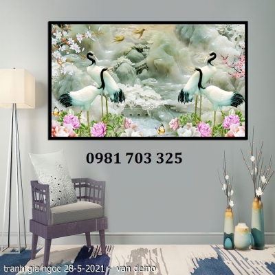Gạch tranh 3d tùng hạc đẹp