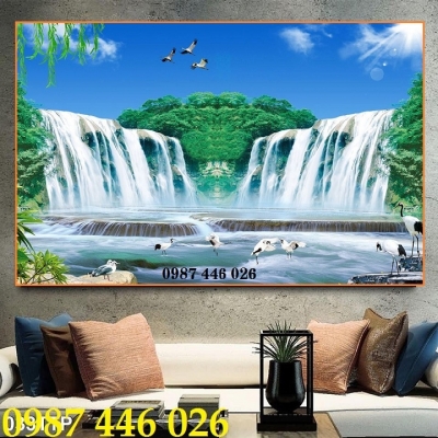 Gach ốp tường tranh gạch 3d thác nước HP9232