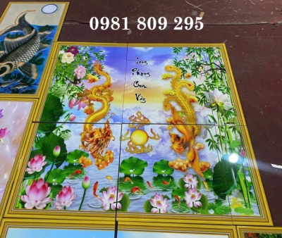 Tranh gạch 3d trang trí ốp tường rồng phượng