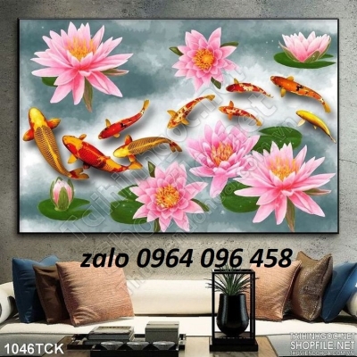 Tranh gạch 3d ốp tường tranh cá chép - KGF33