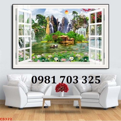 Tranh gạch cửa sổ trang trí